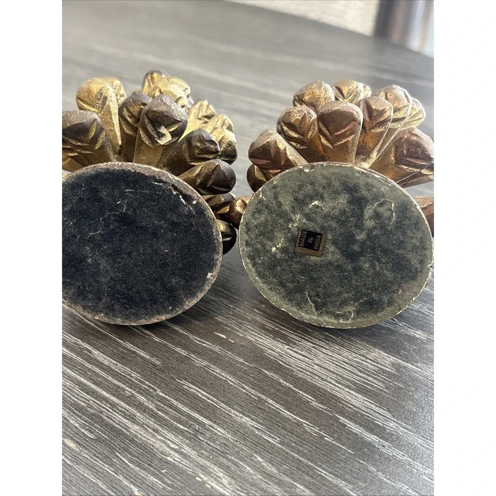 Vintage Brass Pine Cone Candle Holders Set of 2 Christmas‎ Holiday Decor